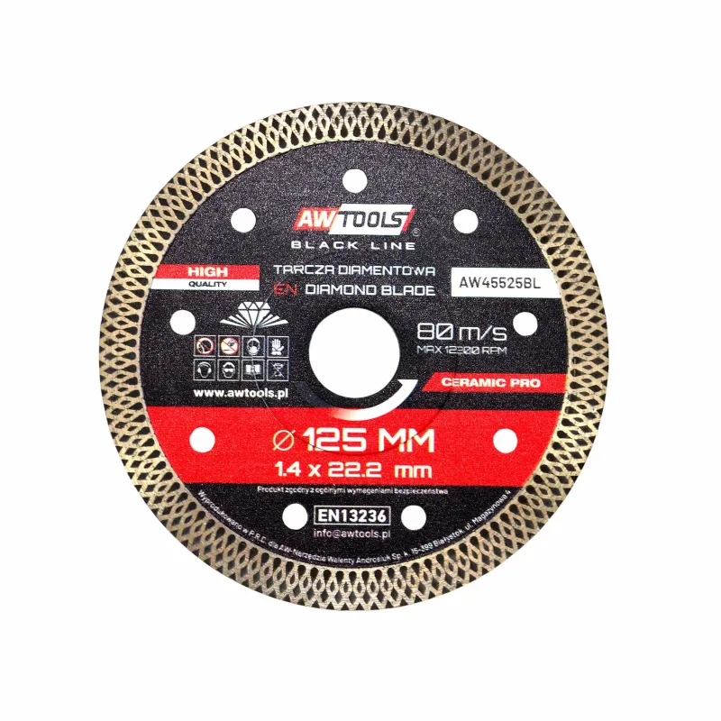 Awtools tarcza diamentowa pełna do gresu 125x22,2 / ceramic pro black line