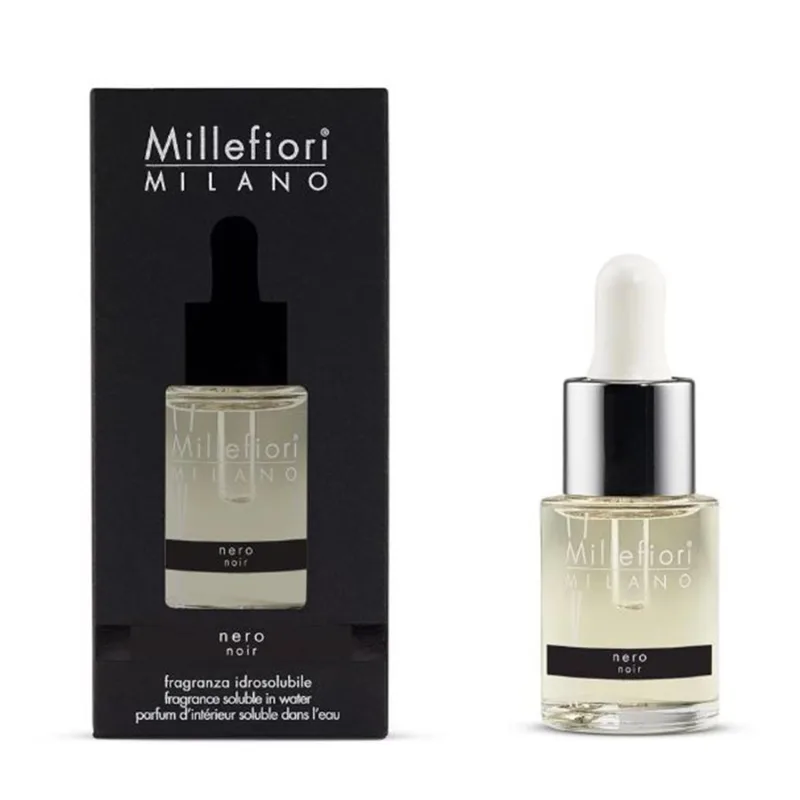Millefiori Milano Fragancia Hidrosoluble Nero 15 ml - Aroma Amaderado Especiado para Línea Hydro con Patchouli, Vainilla y Canela