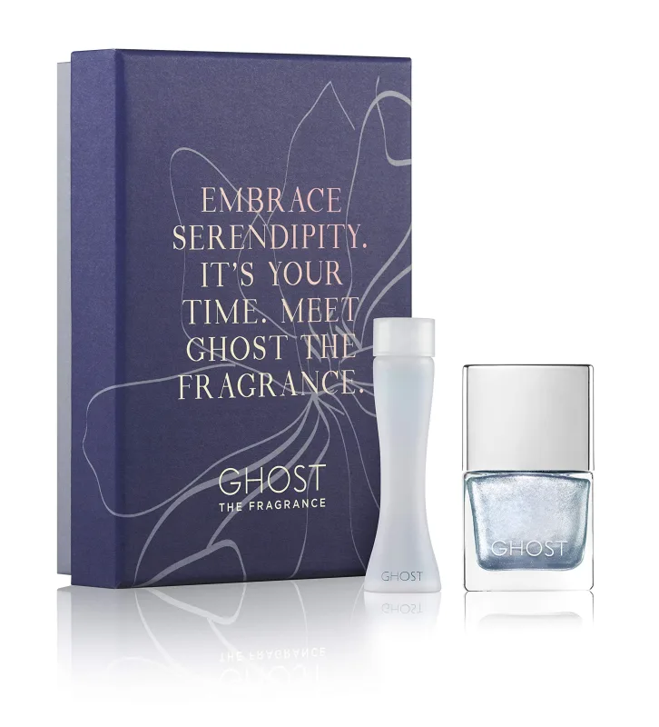 Ghost original gift set 5ml edt + 10ml ghost metallic blue nail polish