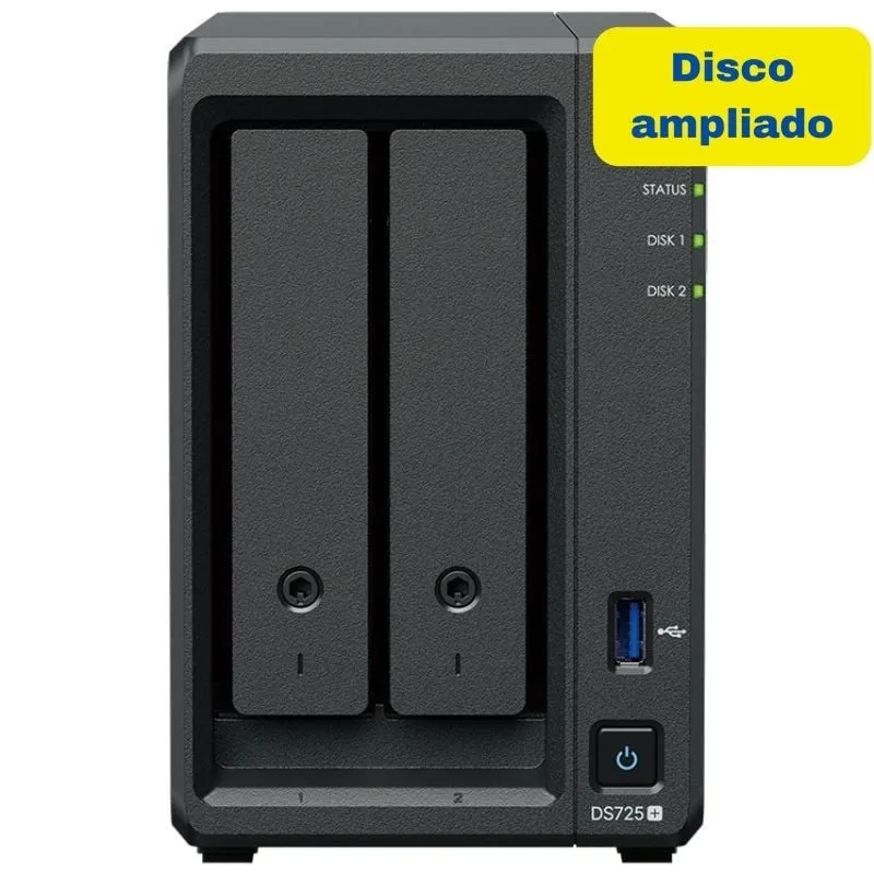 Nas synology diskstation ds725+/ 2 bahías 3.5'- 2.5'/ 4gb ddr4/ 8tb/ formato torre