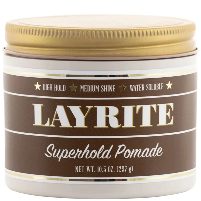Layrite Superhold Pomada 297g | Fuerte sujeción | Soluble en agua | Brillo Medio