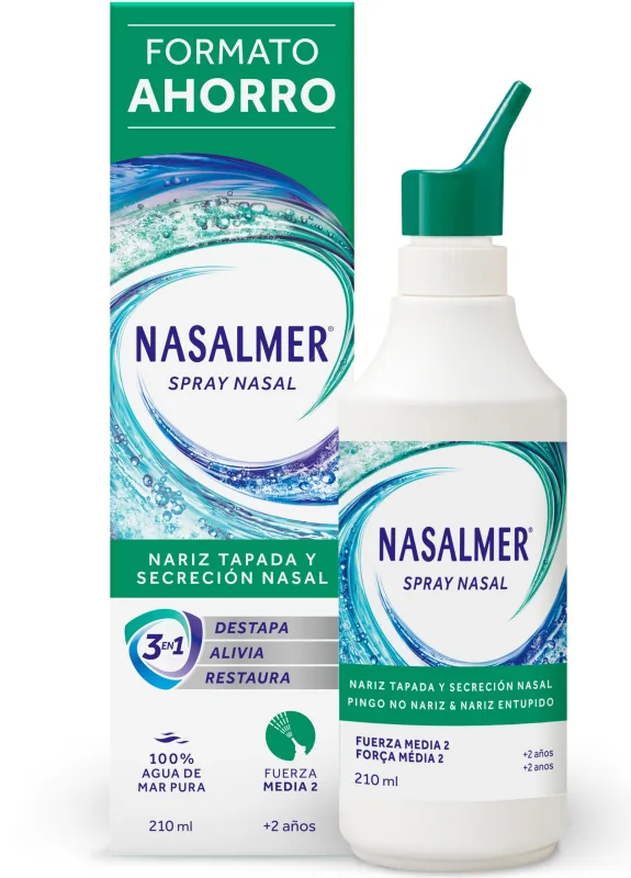 Nasalmer Fuerza Media, Higiene y Alivio Nasal Diario, Spray 210 ml