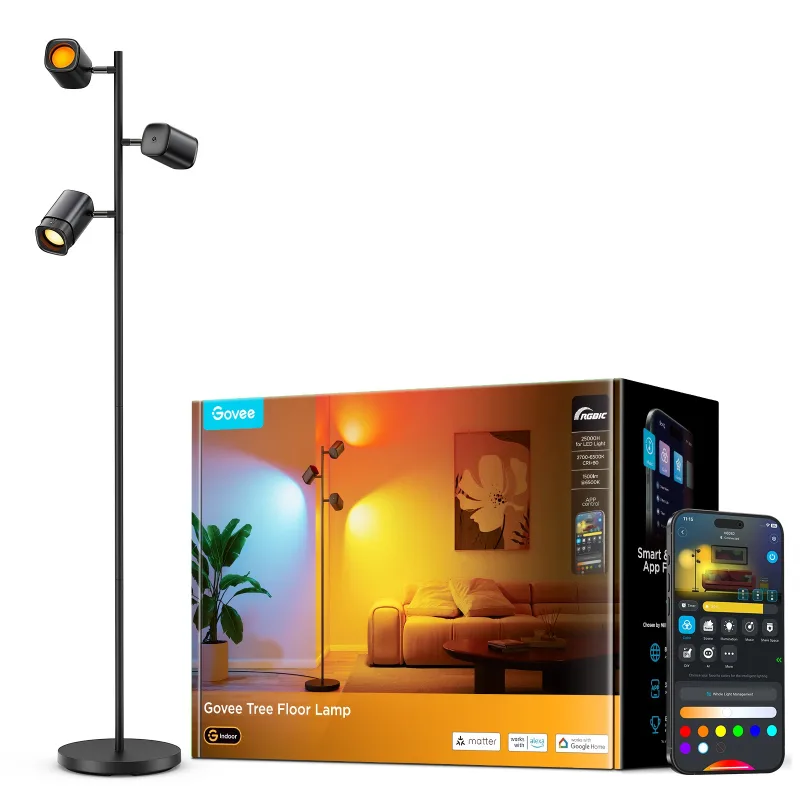 Govee h60b2 tree floor lamp | lámpara de pie | rgbwwic, 1500lm, 2.4ghz wi-fi + bluetooth