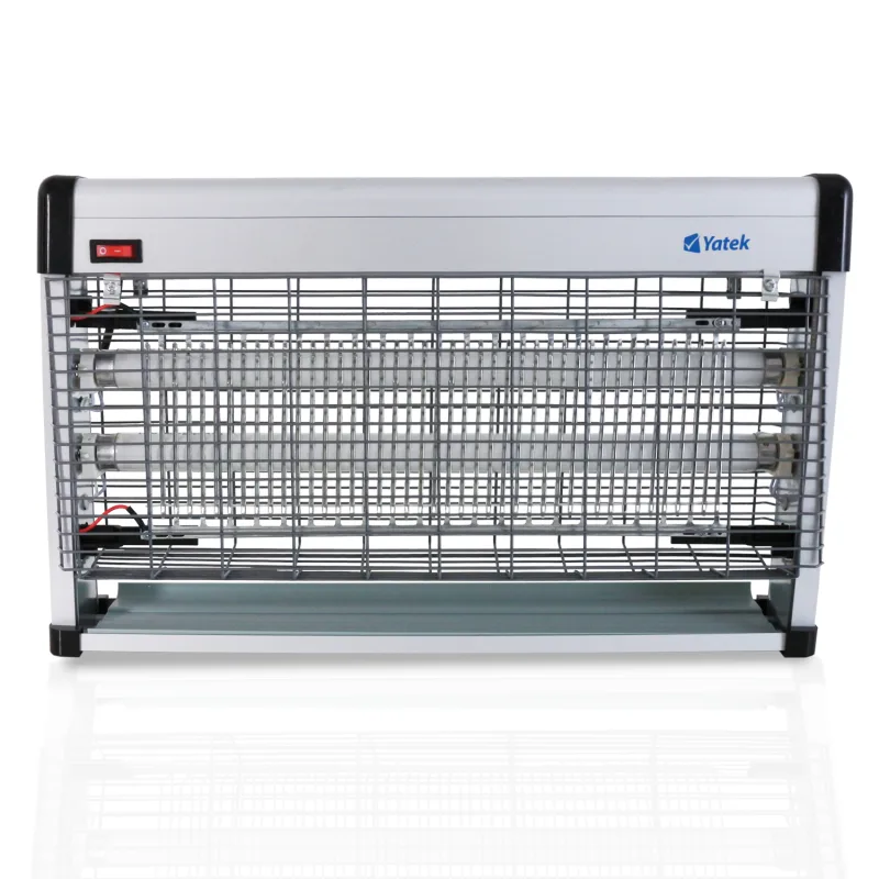 Reacondicionado - Lámpara mata insectos eléctrico Yatek, 30W (2x15w), cubre 150m2, con dos lámparas de repuesto, al fín podrá librarse de los insectos voladores