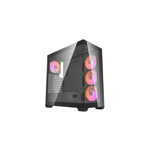 DarkFlash DS900W,Caja PC Gaming ATX, Panel Lateral y Frontal Cristal Templado, 4 Ventiladores ARGB, Diseño Madera, USB-C