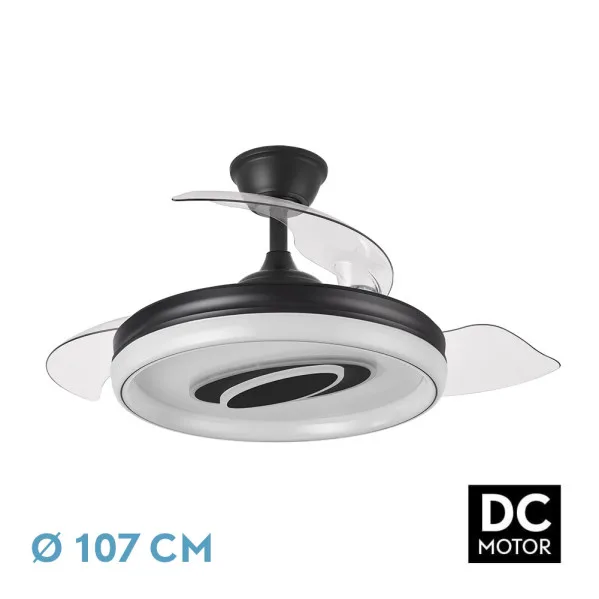 FABRILAMP Ventilador Dc Maracana 59w Negro 3asp.107d 6980lm 3000-4500-6500k Reg.intensidad+remoto+memoria+temporizador