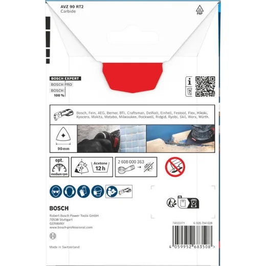 Bosch 1x Placa lijadora EXPERT AVZ 90 RT2 (para Mortero, Cola, Anchura 90 mm, Professional Accesorios Multiherramienta)