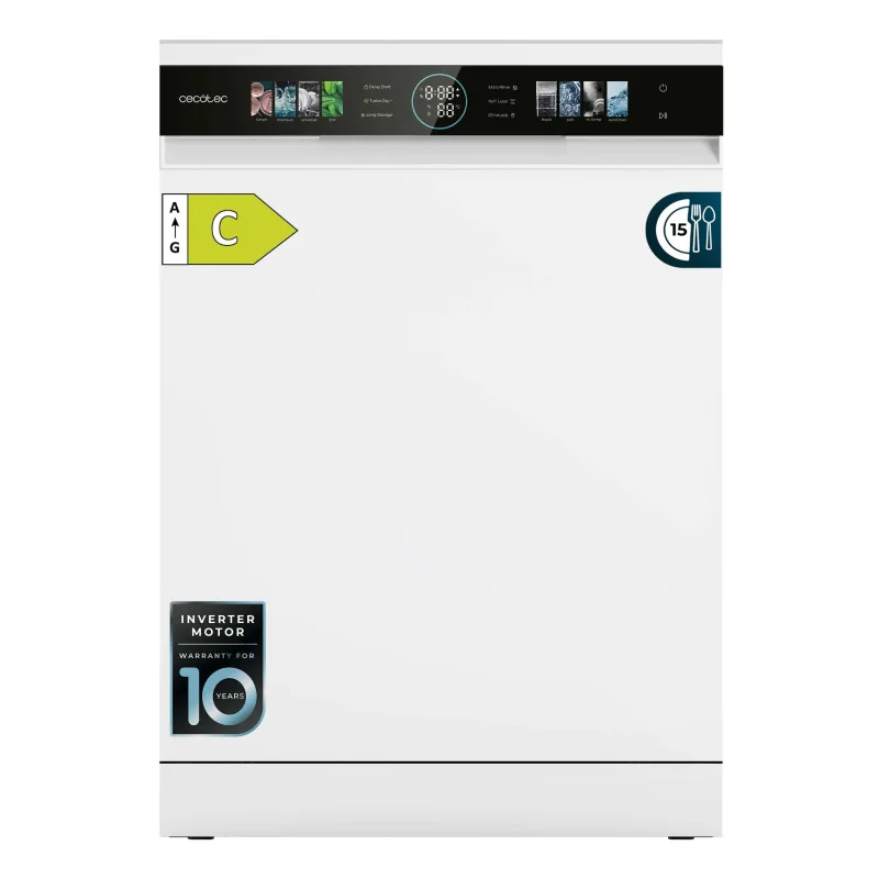 Lavavajillas bolero 60 cm dark inox con 15 servicios, clase c, 8 programas, motor inverter, pantalla fullcolor xxl, smart wash, uv light, turbo dry+, autoclean, half load, delay start, childlock.