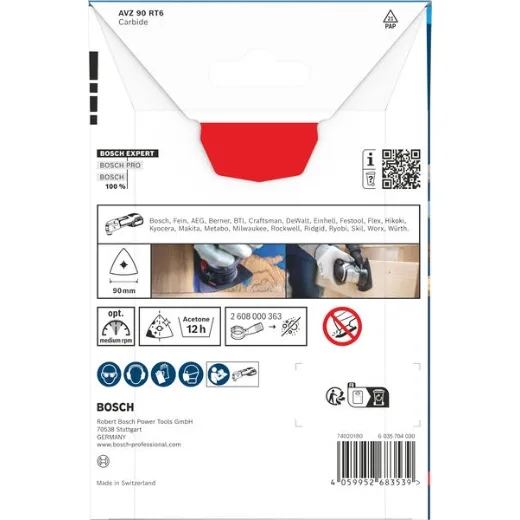 Bosch 1x Placa lijadora EXPERT AVZ 90 RT6 (para Plásticos con fibra GFK, CFK, Pintura sobre madera, Anchura 90 mm, Professional Accesorios Multiherramienta)