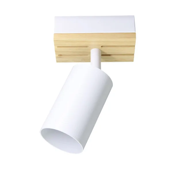 Foco waikato 1xgu10 blanco/madera orientable 16,5x10x5,5cm