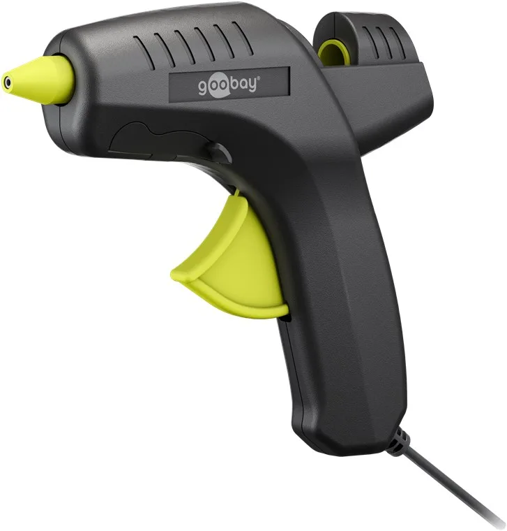 goobay Pistola de pegamento caliente 80 W con 2 barras incluidas, para barras adhesivas de 11 mm, calentamiento rápido, ideal para manualidades y reparaciones domésticas, 77824