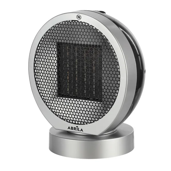 ABRILA - Pomelo - Termoventilador PTC Cerámico Negro/Plata 2000W | 2 Potencias | 3 Funciones | Rotatorio | Antivuelco | Seguro | Negro/Plata