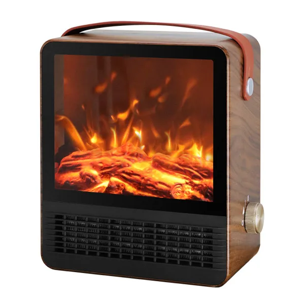 ABRILA - Caleta - Termoventilador Cerámico PTC Marrón 1500W | 2 Potencias | Efecto Llama | Protección contra Sobrecarga | Marrón