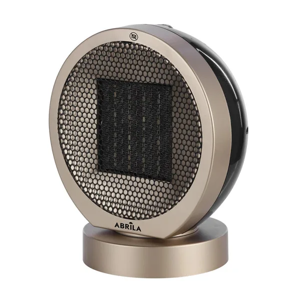 ABRILA - Pomelo - Termoventilador PTC Cerámico Negro/Oro 2000W | 2 Potencias | 3 Funciones | Rotatorio | Antivuelco | Seguro | Negro/Oro