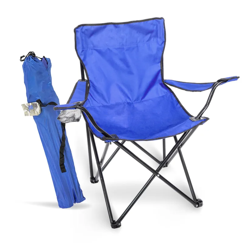 WMC tools Silla de camping plegable portátil resistente con soporte para bebidas, ideal para actividades al aire libre