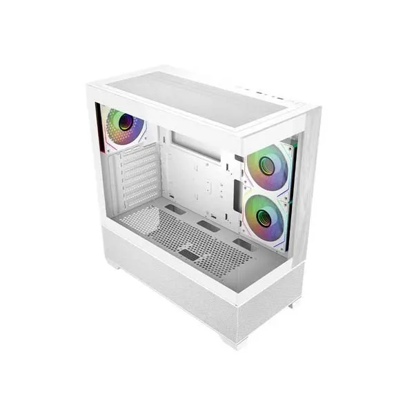 Cooler Master Elite 690 Caja de ordenador de madera blanca | 3 ventiladores Argb invertidos preinstalados | Soporte AIO de hasta 360 mm | Soporte para placa base ATX | Serie RTX 50 hasta 425 mm |