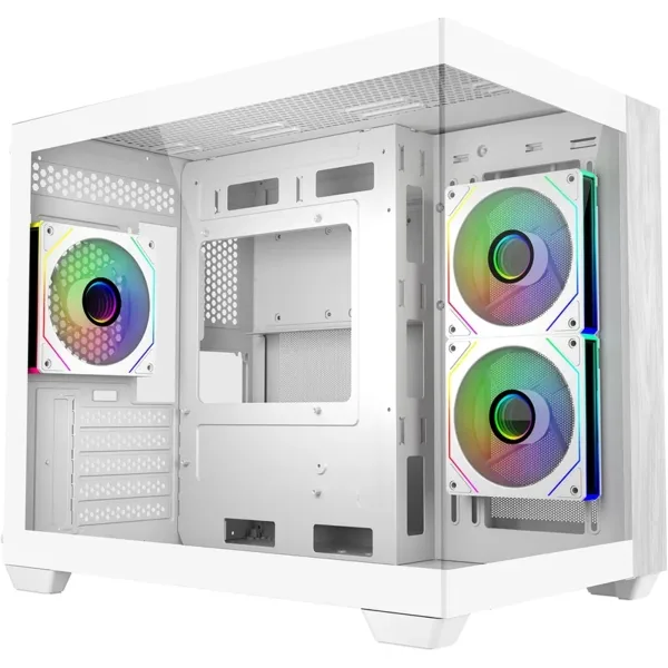 Cooler Master Elite 481 Caja de ordenador de madera blanca | 3 ventiladores Argb invertidos preinstalados | Soporte AIO de hasta 360 mm | Soporte para placa base mATX | Serie RTX 50 hasta 410 mm |