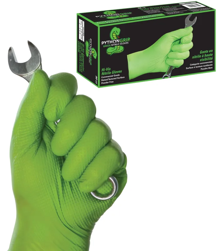 Guantes de nitrilo Python Grip verdes XL (90 unidades)