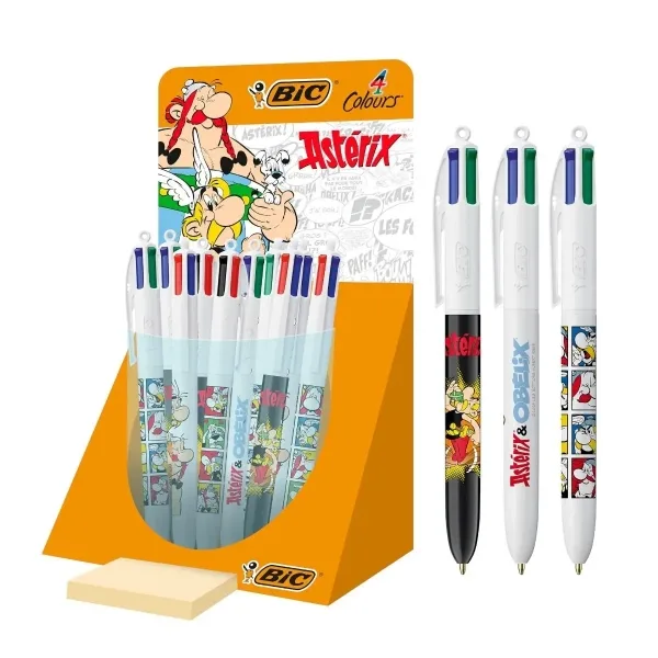 Bic 4 colours asterix expositor con 30 boligrafos de bola retractil diseã±os comic asterix - punta media de 1.0mm - 3 diseã±os diferentes