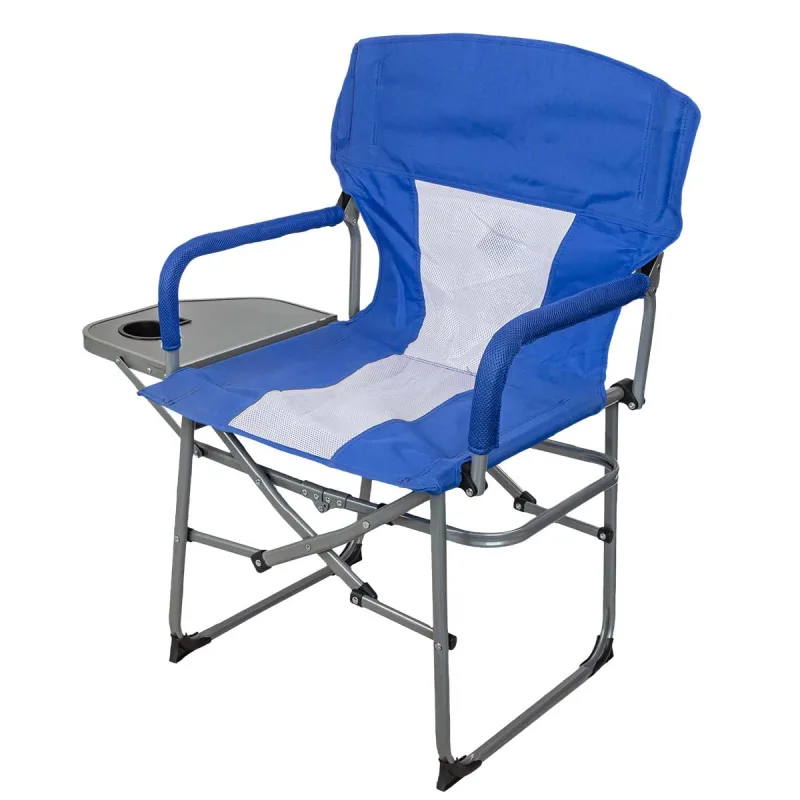 WMC TOOLS Forsage Silla plegable para exteriores con mesa y soporte para bebidas, duradera, portátil y cómoda, perfecta para camping, pesca, picnics y jardín