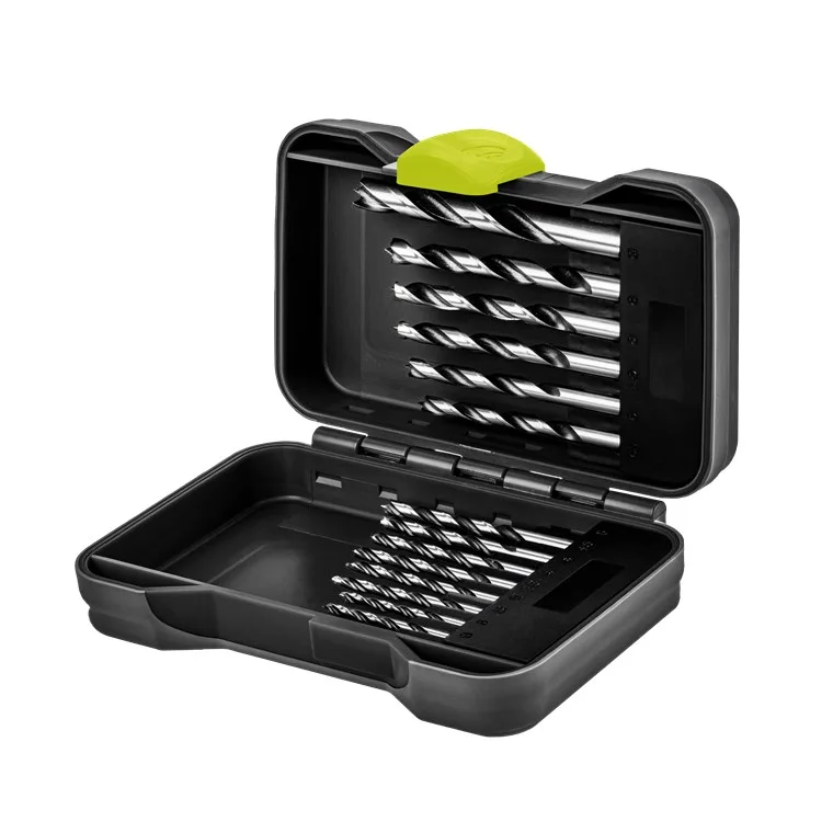 goobay Juego de brocas para madera 15 piezas con punta centradora, Ø 3-10 mm, vástago redondo compatible con taladros eléctricos, caja resistente con marcaje por medida, 77847