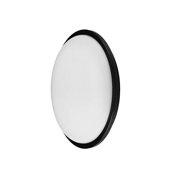 FABRILAMP Aplique Pirineo redondo 12 W 6500 K negro IP54 1176 lm 16,5x16,5x5,5 cm