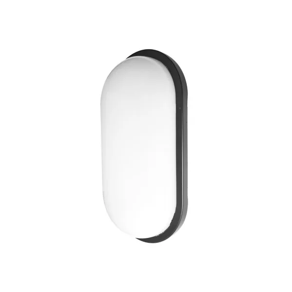 FABRILAMP Aplique Pirineo oval 12 W 6500 K negro IP54 1176 lm 21x11x7 cm
