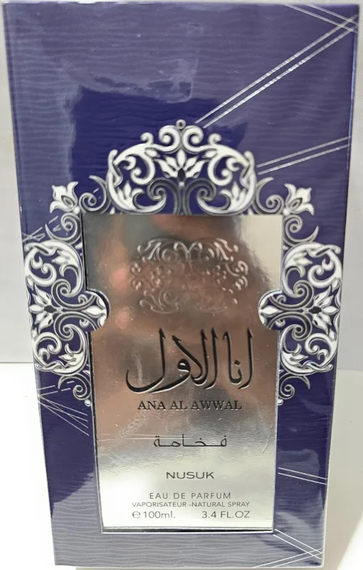 Ana Al Awwal Nusuk Eau de Parfum Spray para Hombre Unisex 100 ml 3,4 fl.oz Fragancia Deliciosa Azul