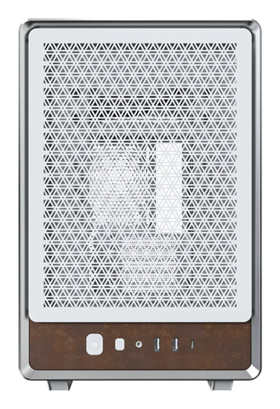 Montech Heritage - Funda MicroATX de vidrio templado/cuero blanco