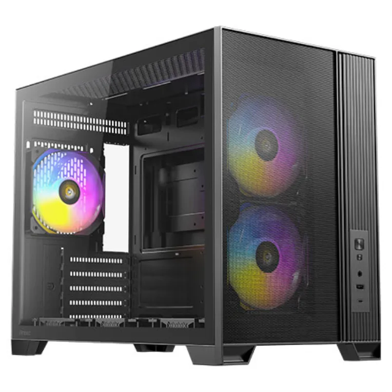 Antec Flux M, 6 Ventiladores PWM incluidos, Plataforma F-Lux, diseño de Flujo de Aire Vertical, Soporte Superior de radiador de 360 mm, Tipo C 3.2 Gen 2, Filtro de Polvo de tamaño Completo, Compacto