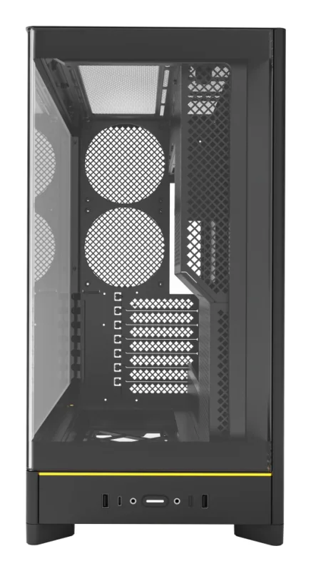 MONTECH HS02, ATX Mid-Tower PC Case, Gaming PC, High-Airflow, Reversible Layout, Sturdy Curved Tempered Glass Front Panel, Sink-in Design, Toolless Panels, Black, US