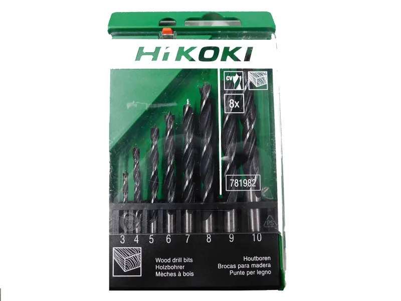Hikoki tools 781982 - 2 - Set de brocas para madera 3 puntas 8 piezas 3/4/5/6/7/8/