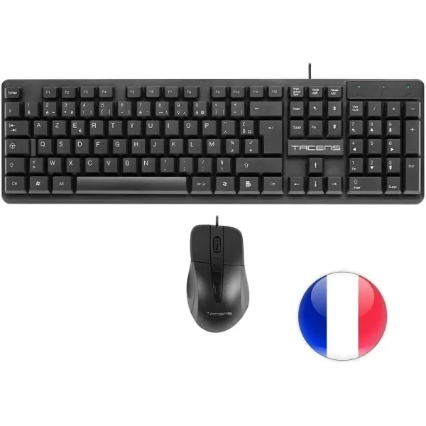 Tacens Anima ACP02FR teclado Ratón incluido Hogar / Oficina USB AZERTY Francés Negro