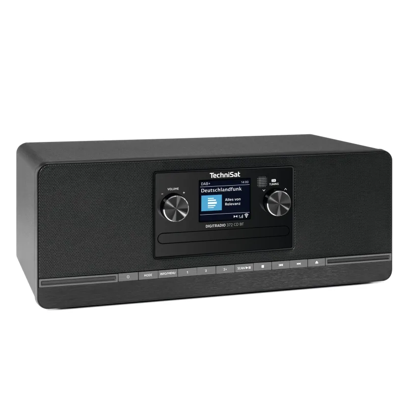 TechniSat DIGITRADIO 372 CD BT - Radio digital estéreo, instalación compacta con DAB+, FM, reproductor de CD, bluetooth, pantalla a color, USB, AUX, conector para auriculares, despertador, 10 vatios