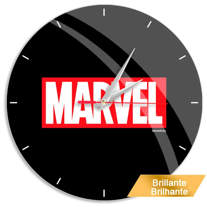 Ert Group Reloj de Pared Brillante Original y con Licencia Oficial de Marvel, Motivo Deadpool 001, silencioso, diseño Exclusivo, manecillas de Metal pintadas, 30,5 cm (12")