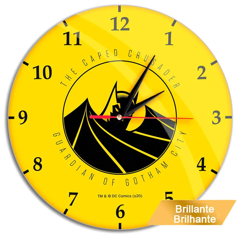 ERT GROUP Reloj de Pared Brillante Original y con Licencia Oficial de DC, Motivo Batman 001, silencioso, diseño Exclusivo, manecillas de Metal pintadas, 30,5 cm (12")