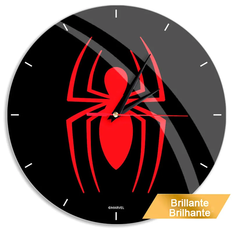 Ert Group Reloj de Pared Brillante Original y con Licencia Oficial de Marvel, Motivo Spider Man 002, silencioso, diseño Exclusivo, manecillas de Metal pintadas, 30,5 cm (12")