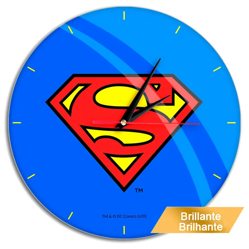 ERT GROUP Reloj de Pared Brillante Original y con Licencia Oficial de DC, Motivo Superman 001, silencioso, diseño Exclusivo, manecillas de Metal pintadas, 30,5 cm (12")