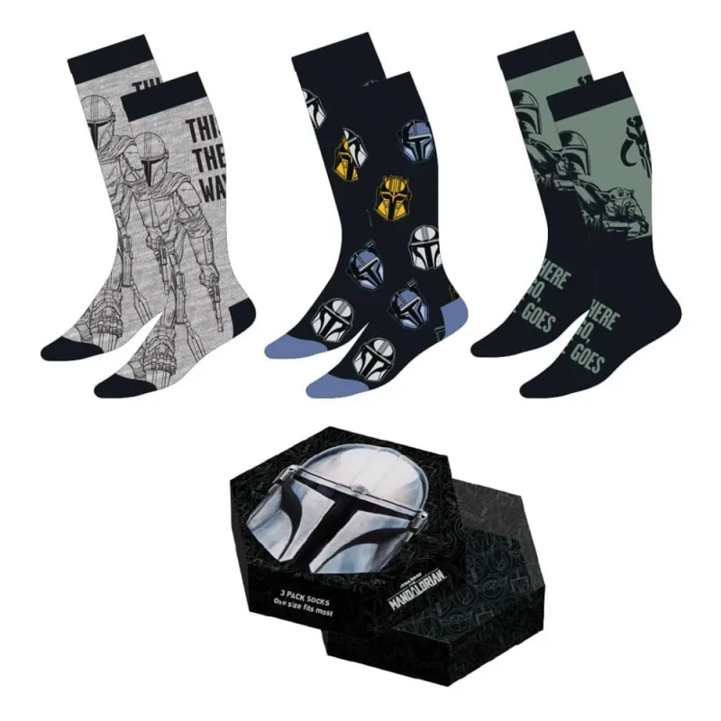 Pack 3 Calcetines infantiles con diseño de The Mandalorian - Comodidad y estilo para niños con su personaje favorito