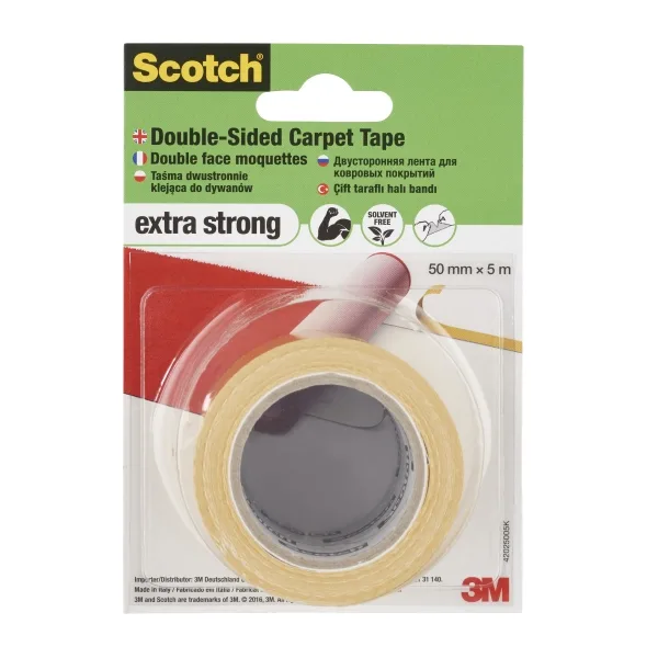 Scotch universal cinta adhesiva para moqueta 50mm x 5m - alta fuerza adhesiva - facil de rasgar a mano - color blanco