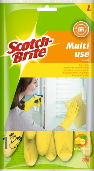 Scotch-brite pack de 2 guantes multiuso - talla l - color amarillo