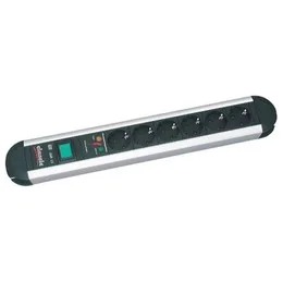 Bachmann 331.013 Classic Line Alu - Regleta para escritorio con protección para subidas de tensión e interruptor (6 enchufes)