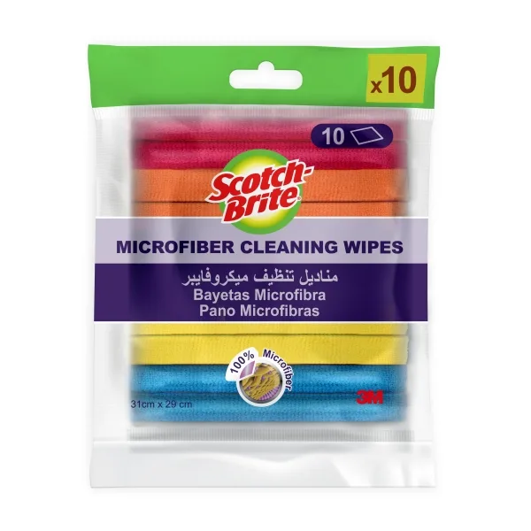 Scotch-brite pack de 10 bayetas de microfibra multiusos - 31x29cm - colores surtidos