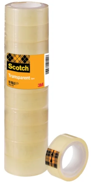 Scotch Cinta transparente 508, 15 mm x 10 m, 10 rollos/paquete