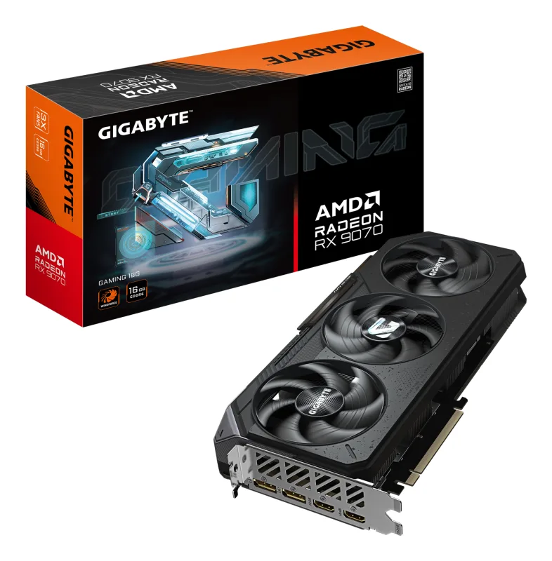 GIGABYTE Radeon RX 9070 GAMING 16GB Tarjeta Gráfica - 16GB GDDR6, 256bit, PCI-E 5.0, 2520 MHz Frecuencia del núcleo, 2 x DisplayPort, 2 x HDMI, GV-R9070GAMING-16GD