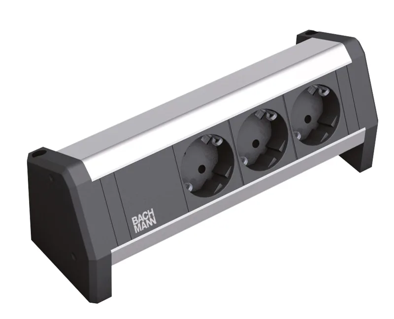 Bachmann 339.1002 - Regleta sin cable para fijar al escritorio (3 enchufes Schuko) [importado de Alemania]