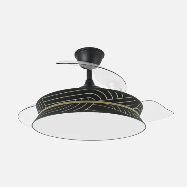 ABRILA - Ventilador Decor 72W Negro/Plata | Ventilador Techo DC 108 cm Aspas Desplegables | LED 7200 lm 3000-4000-6000K | Mando con Memoria y Temporizador