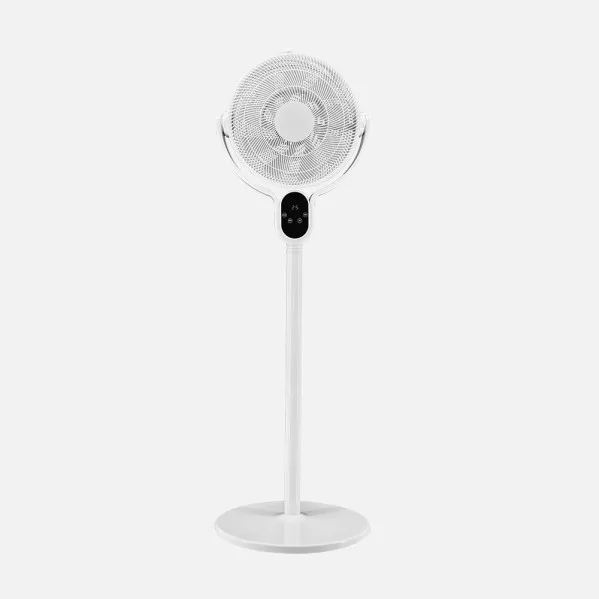 ABRILA - Ventilador de Pie Cadalso 25W | 8 Velocidades y 9 Aspas | Fijo y Rotatorio | Motor DC | Control Remoto | Temporizador | 100/138x48x40 cm | Blanco