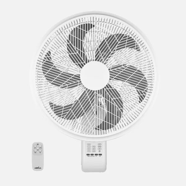 ABRILA - Ventilador de Pared Alcora 75W | 3 Velocidades y 6 Aspas | Oscilante y Orientable | Control Remoto | Temporizador 0,5-7h | 65x52x30 cm