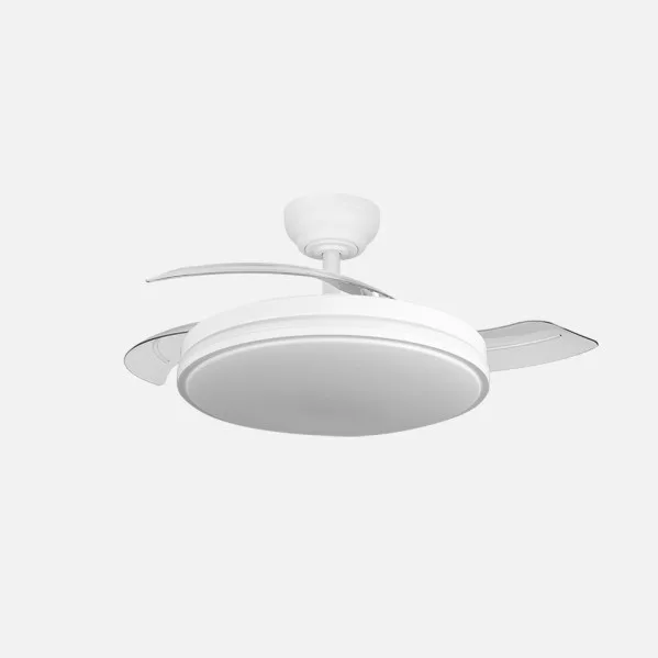 ABRILA - Ventilador DC Relámpago 60W | 3 Aspas Desplegables | LED Integrado | Control Remoto | Regulable en Intensidad | Temporizador | 36x48/107 cm
